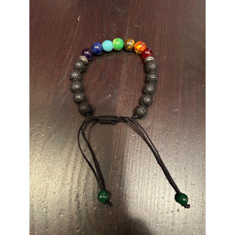 Bracelet 7 Chakras en Pierres Naturelles et Pierre de Lave