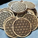 Lot de 3 Accessoires de méditation Fleur de Vie en Bois 9 cm