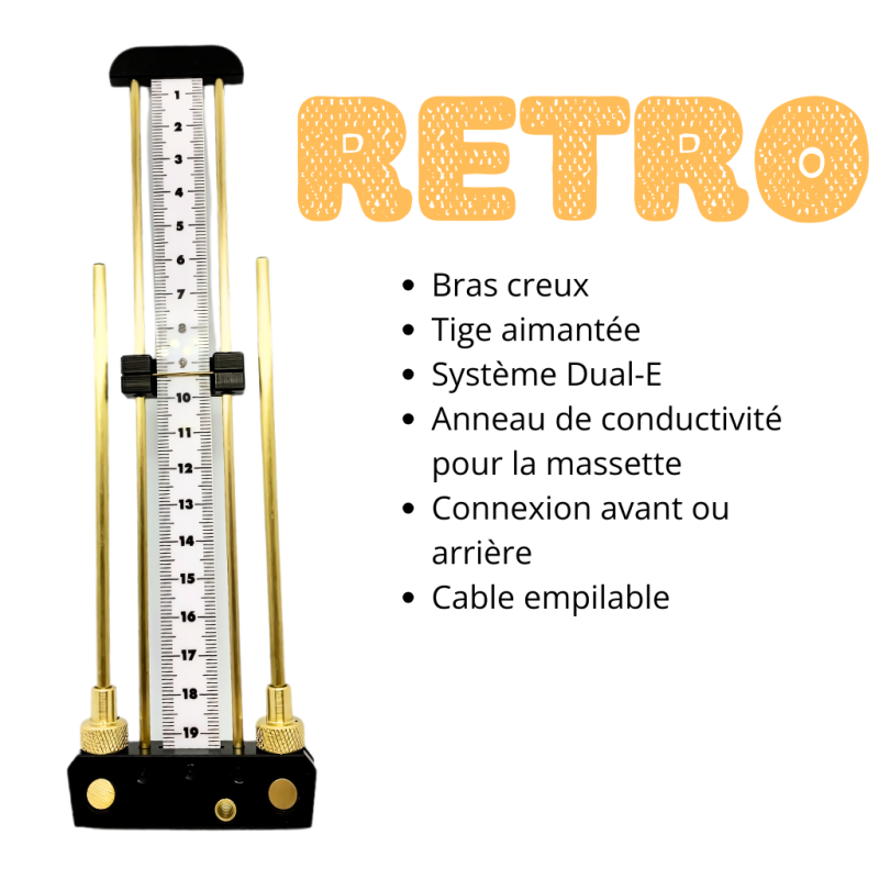 ANTENNE DE LECHER RETRO Noir avec tige aimantée et bras creux