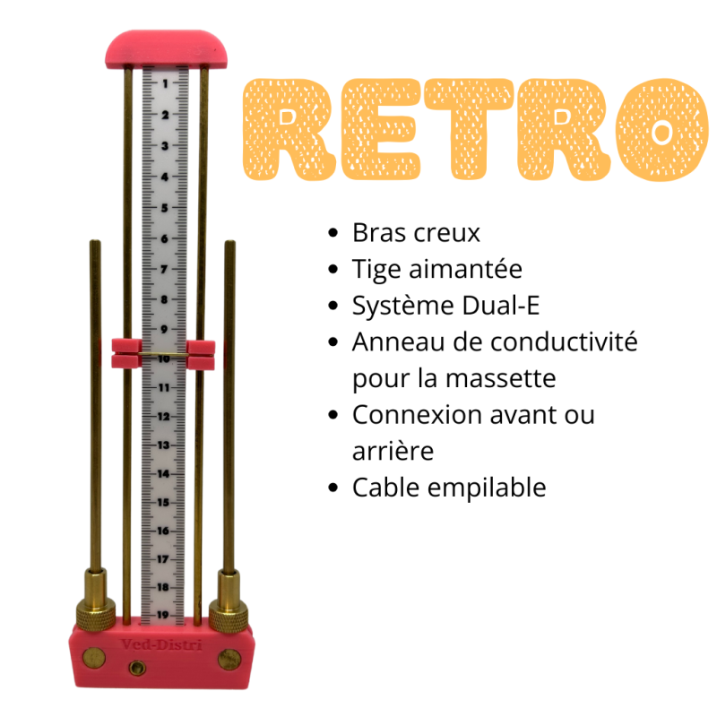 ANTENNE DE LECHER RETRO de couleur Rose avec tige aimantée et bras creux